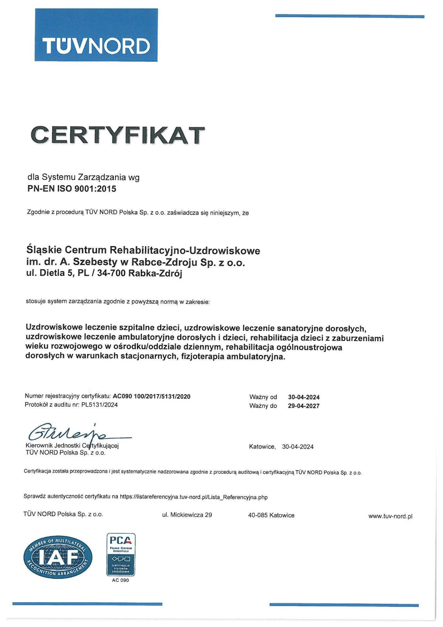 Certyfikat ISO 9001